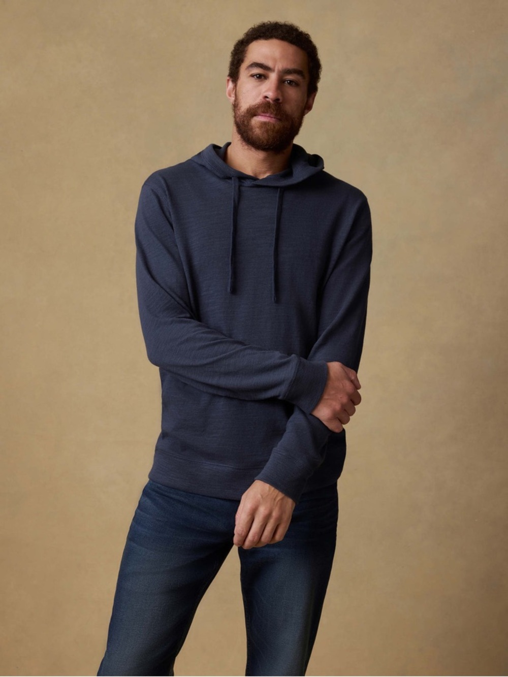 Faherty Sunwashed Organic Hoodie Blue Nights Small Lightweight Cotton